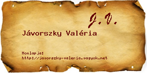 Jávorszky Valéria névjegykártya
