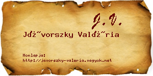 Jávorszky Valéria névjegykártya
